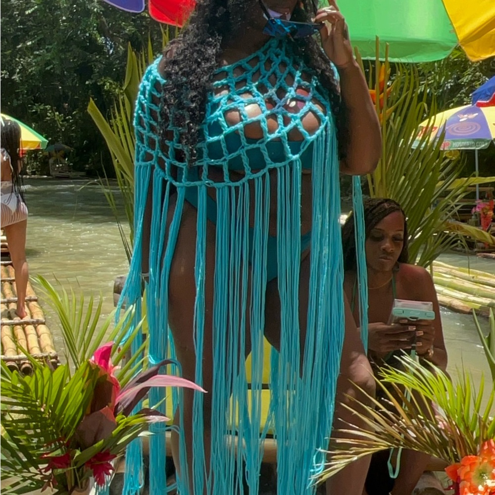 Blue crochet cover up (Cover Up Only)